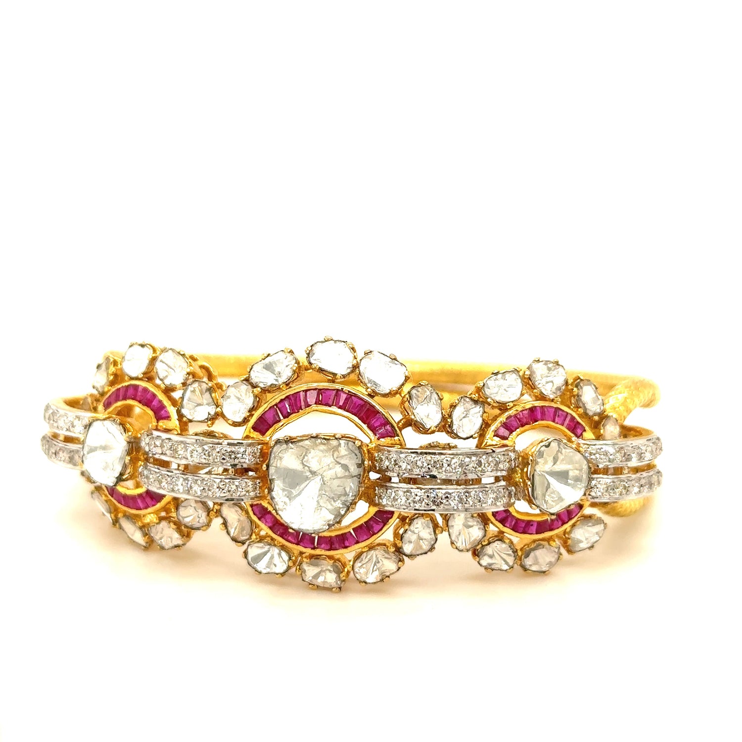 Buy Gold Polki Diamond Bracelet with Emeralds and Rubies Online at  Jayporecom